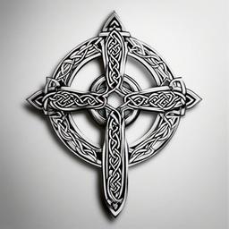 christian celtic tattoos  simple color tattoo,minimal,white background