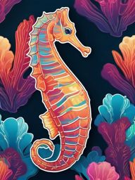 Seahorse Sticker - A delicate seahorse in vibrant underwater colors. ,vector color sticker art,minimal