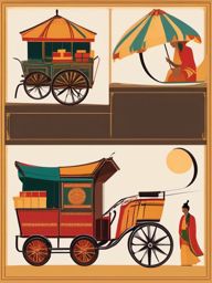 Rickshaw Clipart - A traditional rickshaw for cultural experiences.  color vector clipart, minimal style