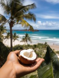 cocadas by the seaside - snacking on coconut cocadas, a popular south american sweet treat, by the tranquil seaside. 