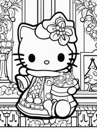 Hello Kitty Coloring Page Christmas  outling,coloring pages,black and whit