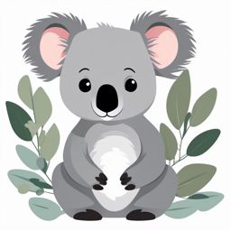 Cute Koala in an Australian Eucalyptus Grove  clipart, simple