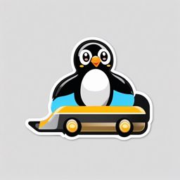 Penguin Slide Emoji Sticker - Playful movement, , sticker vector art, minimalist design