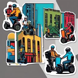 Segway Tour Group Sticker - Guided urban exploration, ,vector color sticker art,minimal