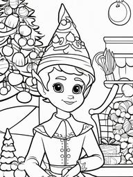 Elf On The Shelf Coloring Printables  outling,coloring pages,black and whit