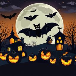 Happy Halloween clipart - bats flying in the moonlight  clipart