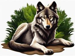 Wolf clipart - wolf sitting majestically  clipart