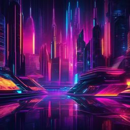 Background City - Neon Cyber City, Nightlife in a Futuristic Metropolis  intricate patterns, splash art, wallpaper art