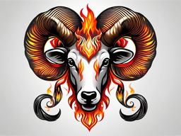 fire aries tattoo  simple color tattoo,white background