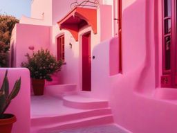 Pink Aesthetic Wallpaper - Aesthetic Art in Santorini  , splash art wallpaper, dull colors