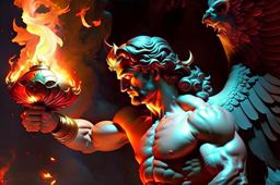 prometheus, the titan, stealing fire from the gods to give it to humanity in secret. 