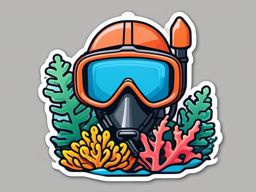 Snorkel and Coral Emoji Sticker - Underwater adventure, , sticker vector art, minimalist design