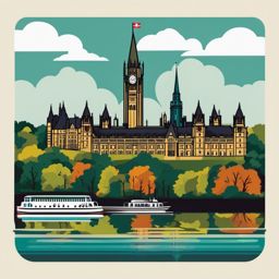 Ottawa clipart - Parliament Hill and Ottawa River, ,color clipart vector style