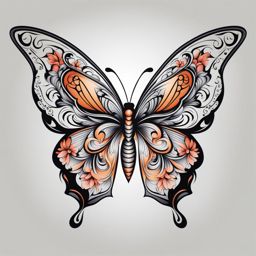 Tattoo simple butterfly,Expressing beauty and simplicity in tattoo art. , color tattoo design, white background