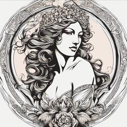 Aphrodite Tattoo Ideas-Intricate and artistic tattoo ideas featuring Aphrodite, the goddess of love and beauty in Greek mythology.  simple color vector tattoo