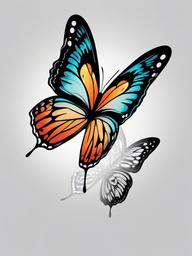 butterfly flash art  simple color tattoo, minimal, white background