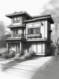 easy sketch of house  minimal rough sketch scribbles,doodles,black and white