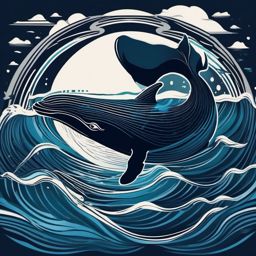 Whale Clipart in the Ocean Depths,Majestic whale gracefully swimming in the deep ocean, an emblem of depth and emotional strength. 