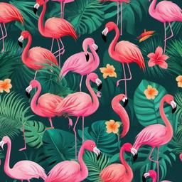 Flamingo clipart - cartoon flamingo with a tropical background  