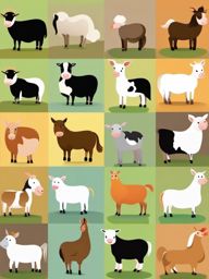 Farm Animal Harmony clipart - Farm animals living in harmony, ,vector color clipart,minimal