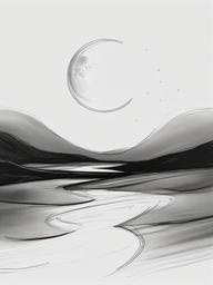 sketch of a moon  minimal rough sketch scribbles,doodles,black and white