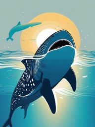 Whale Shark Encounter Sticker - A breathtaking scene of a diver encountering a massive whale shark, ,vector color sticker art,minimal