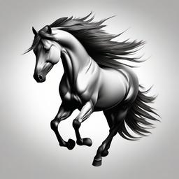 3D Horse Tattoo - Elevate your ink with a three-dimensional horse tattoo, adding depth and realism to the portrayal of this powerful and graceful creature.  simple tattoo,minimalist,white background