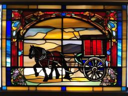 Stained Glass Shire Horse - Shire horse pulling cart  