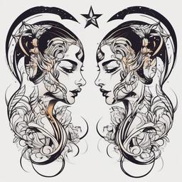 gemini tattoo twins  simple vector color tattoo