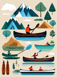 Mountain Lake Canoe Adventure clipart - Adventurous canoeing, ,vector color clipart,minimal