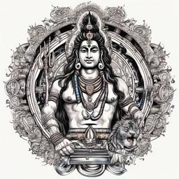 color lord shiva tatoo inside wheel  ,tattoo design, white background