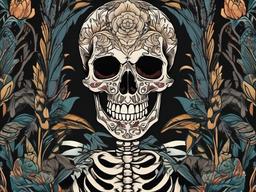 full body skeleton tattoo  simple vector color tattoo