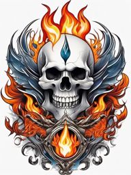 ghost flames tattoo  simple color tattoo style,white background