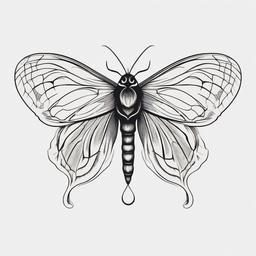 Black Luna Moth Tattoo - Tattoo featuring a black luna moth.  simple vector tattoo,minimalist,white background