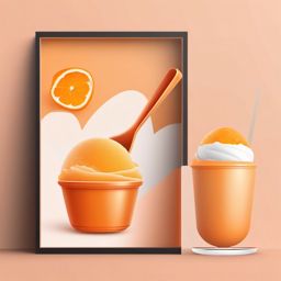 Orange Sorbet Scoop Clipart - A scoop of refreshing orange sorbet.  color vector clipart, minimal style