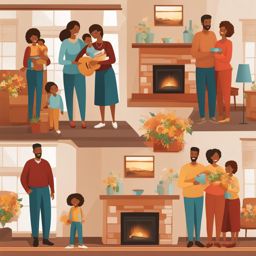 family clipart in a warm and loving home - portraying warmth and unity. 