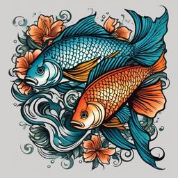 pisces fish tattoo  simple vector color tattoo