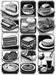 food clipart black and white on a restaurant menu - displaying culinary delights. 