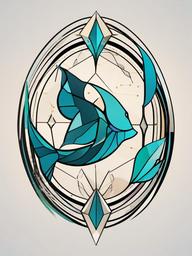 geometric pisces tattoo  simple vector color tattoo