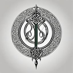 celtic music tattoo  simple color tattoo,minimal,white background