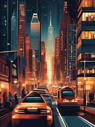 Background City - Transport yourself to a bustling cityscape in the evening, where the city lights and urban energy create an engaging and lively atmosphere for your workspace.  intricate patterns, splash art, wallpaper art