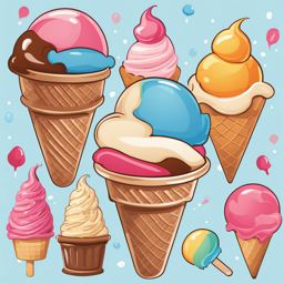 ice cream clipart - melting on a sunny day. 