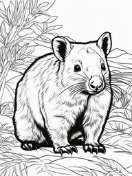 Wombat Coloring Page - Small Australian Marsupial  black outline printable coloring page