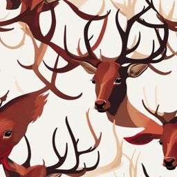 Red Deer Clip Art - Red deer with majestic antlers,  color vector clipart, minimal style