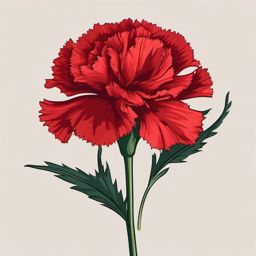 Carnation Clip Art - A classic red carnation with fringed edges,  color vector clipart, minimal style