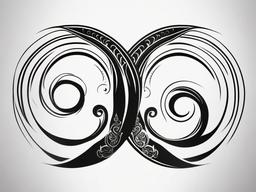 double koru tattoo  simple color tattoo,minimalist,white background