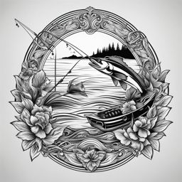 fishing tattoos black and white design 