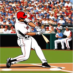 baseball clipart: baseball hitting a home run in a packed stadium. 