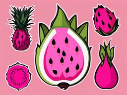 Dragon Fruit Clipart - Pink and exotic dragon fruit.  color vector clipart, minimal style