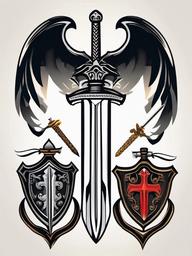 st michael sword and shield tattoo  simple vector color tattoo